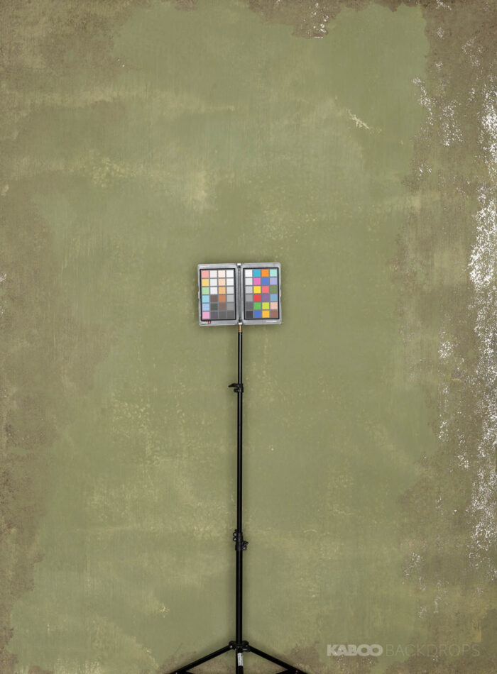 Zweiseitig Studio Backdrop Fotohintergrund auf Leinwand Hellgrün mit weissen und bräunlichen Flecken