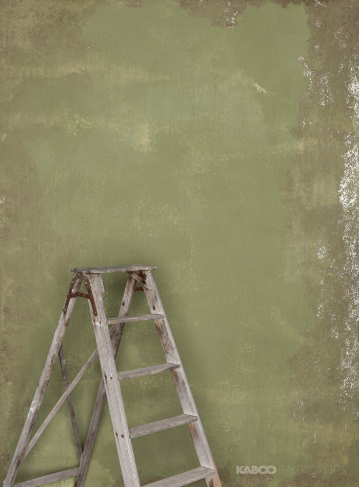 Zweiseitig Studio Backdrop Fotohintergrund auf Leinwand Hellgrün mit weissen und bräunlichen Flecken